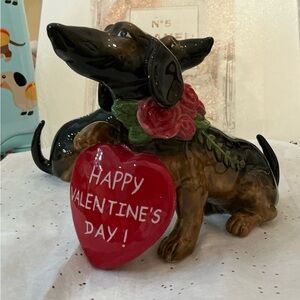Dachshund Valentine Blue Sky Galentine -Heart - for both Doxie lovers & friends